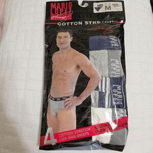4 Mario Lopez Mens Low Rise Striped Cotton Stretch Retro Vintage Y2K Briefs M